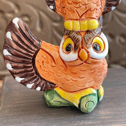 沢山の幸せを招き入れる♪親子3匹フクロウ 茶