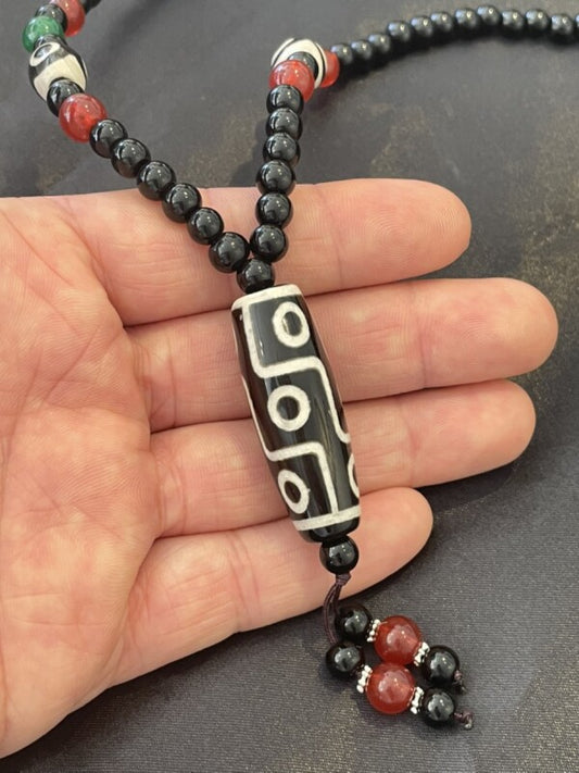 最高位!富と長寿!全てを手に入れ人生を大成功に導く!九眼&三眼天珠ネックレス 黒