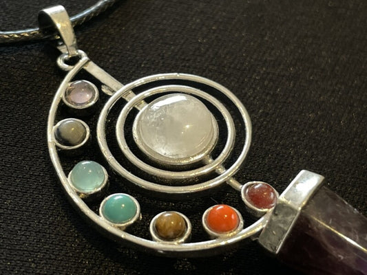 浄化の力!2WAY♪悩み事の答えを導き出す!アメジスト・7チャクラ+1ペンデュラム・ペンダントタイプ