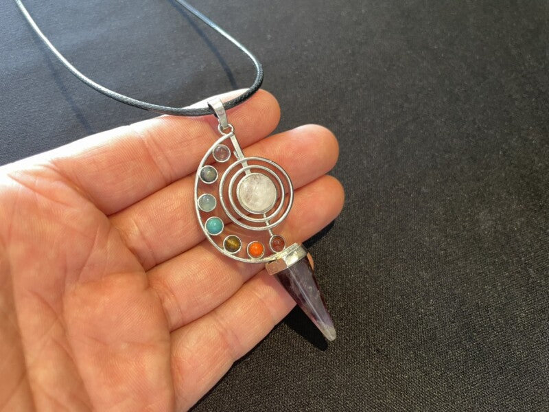 浄化の力!2WAY♪悩み事の答えを導き出す!アメジスト・7チャクラ+1ペンデュラム・ペンダントタイプ