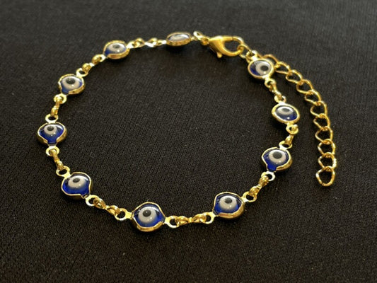 厄除け☆ナザールボンジュウ★細めブレスレット ゴールド(アジャスター付)