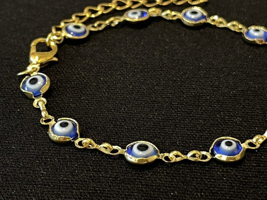 厄除け☆ナザールボンジュウ★細めブレスレット ゴールド(アジャスター付)