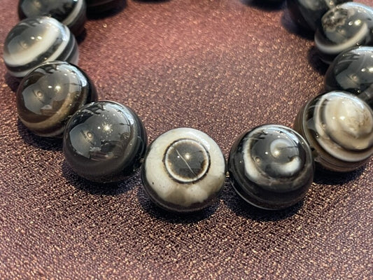 未来を見通す!大迫力!邪気を払いのブラック天眼石ブレスレット 16ミリ珠