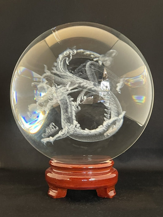 巨大!強大!溢れ出す開運オーラ♪開運力と結界★!五爪皇帝龍神彫り水晶球
