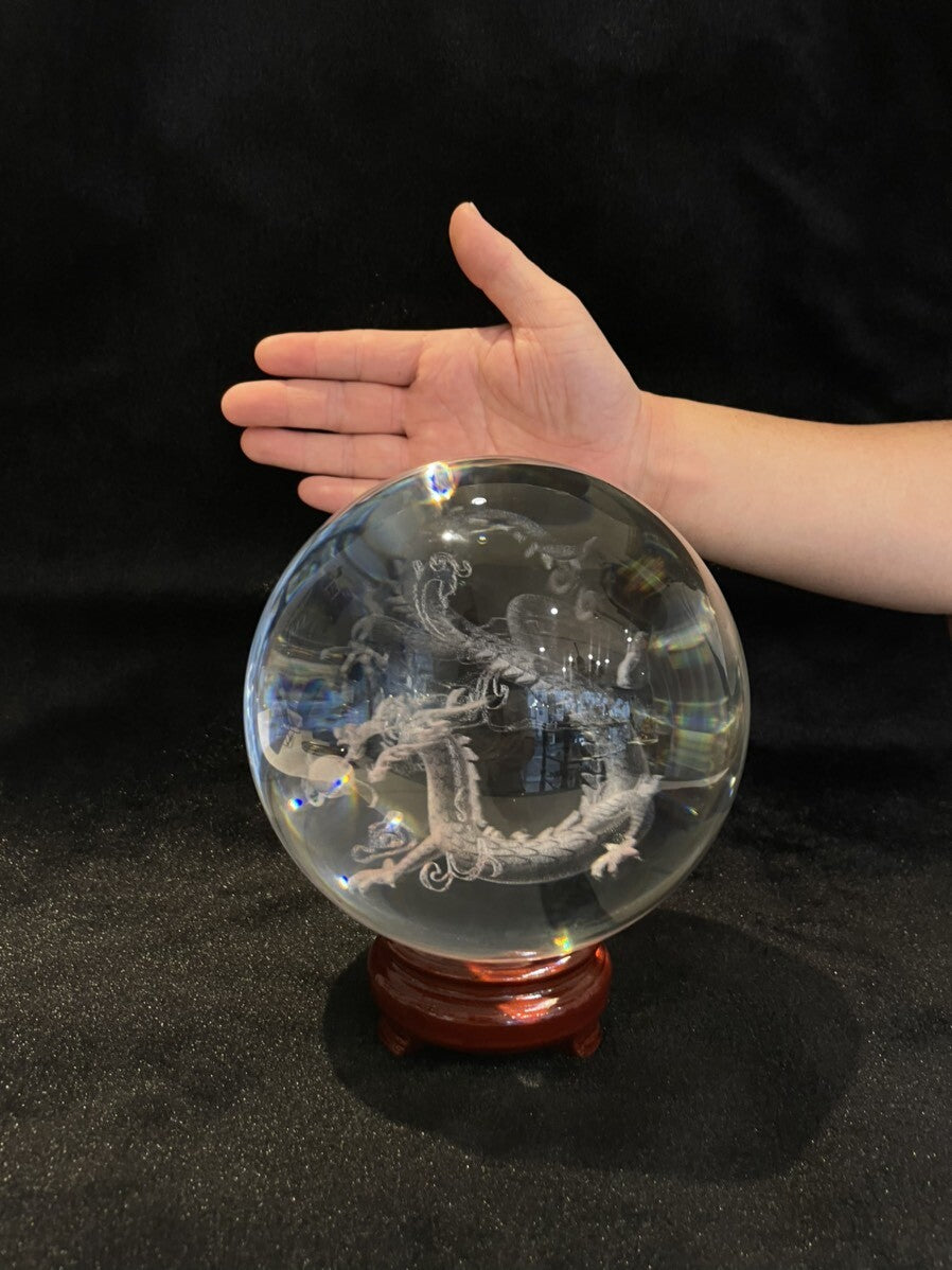 巨大!強大!溢れ出す開運オーラ♪開運力と結界★!五爪皇帝龍神彫り水晶球