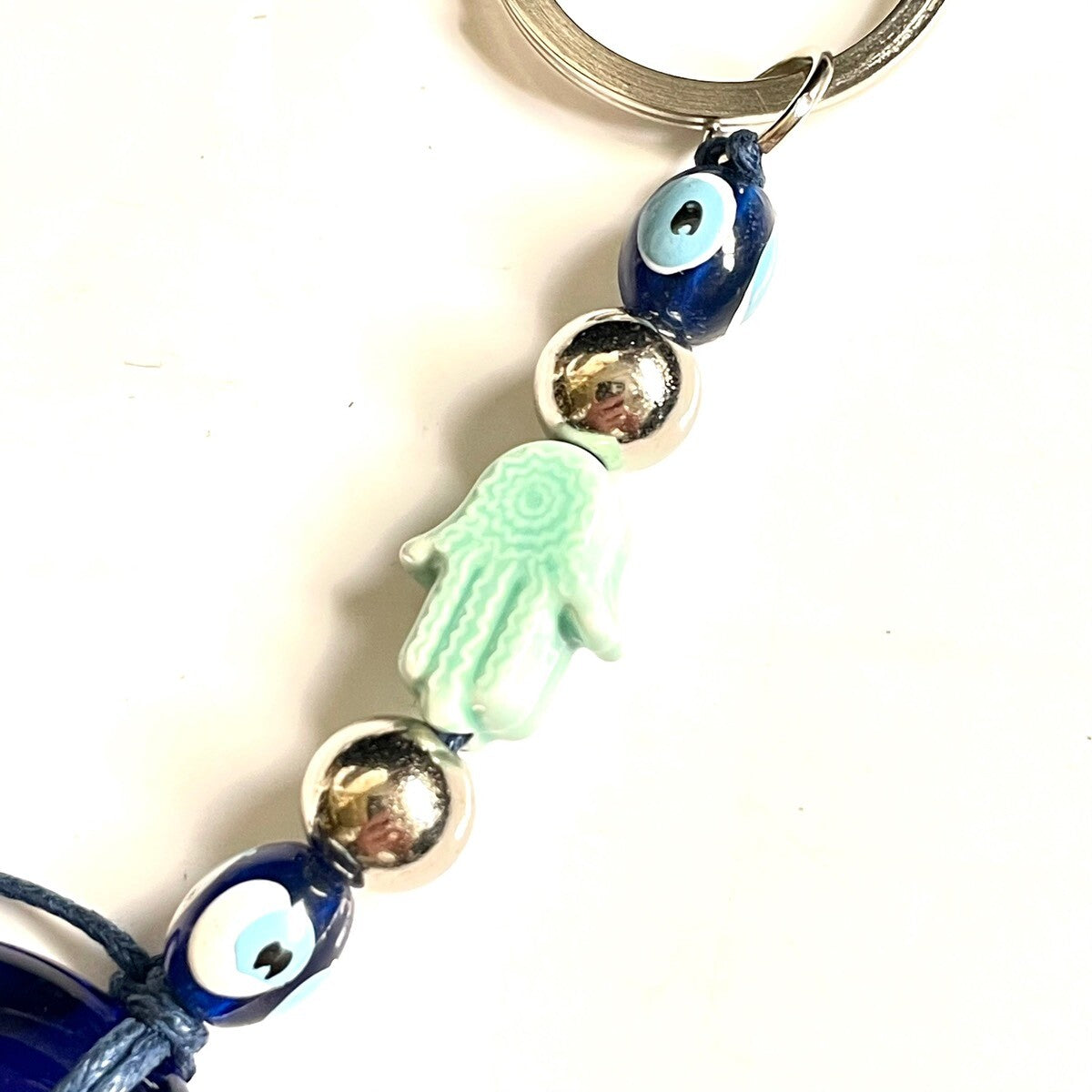 魔除けのお守り★ナザールボンジュウキーホルダー🧿Hamusa Green