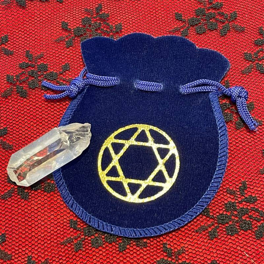 心と身体の病を取り除く魔除けお守り*全知全能の力*六芒星ポーチ&水晶ポイント