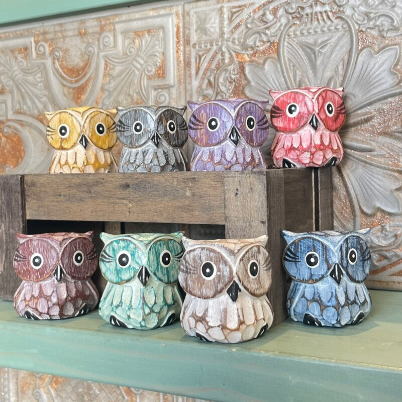 幸福・木彫りふくろう 黒