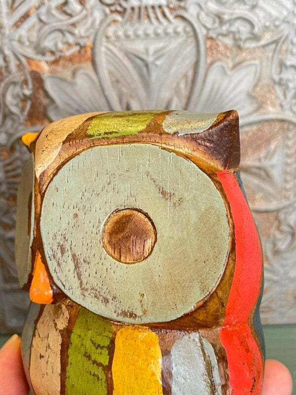 幸運こいこい♪木彫りアジアンフクロウ L