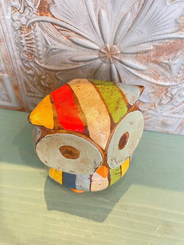 幸運こいこい♪木彫りアジアンフクロウ L