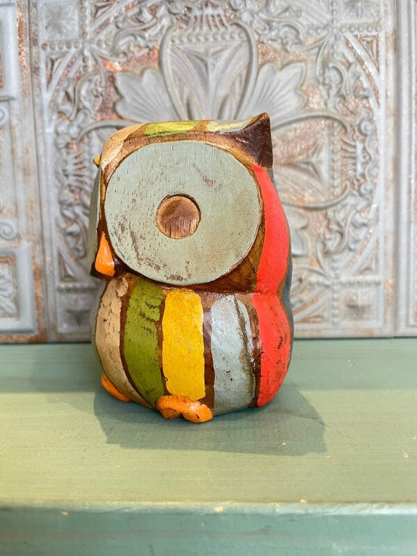 幸運こいこい♪木彫りアジアンフクロウ L