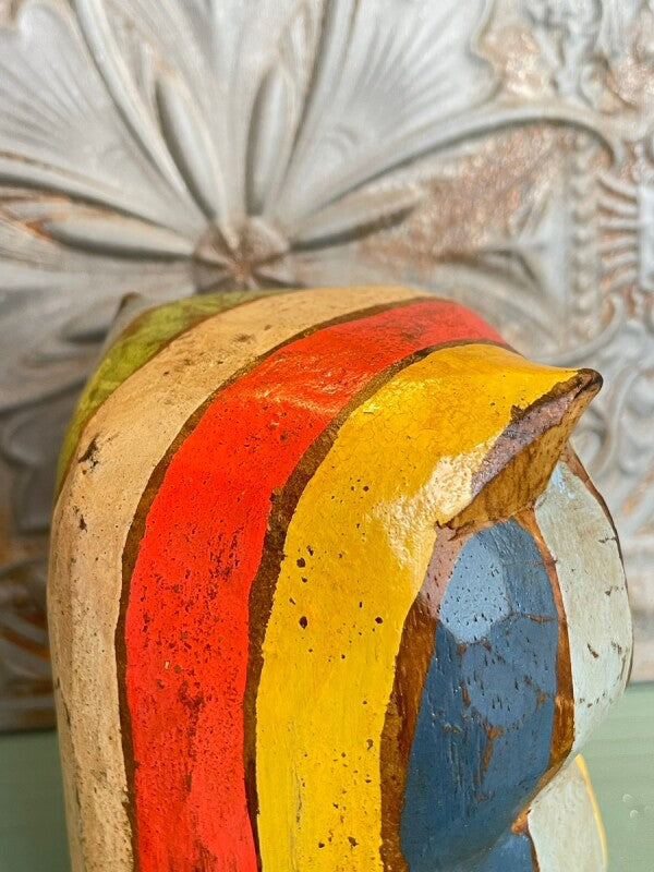 幸運こいこい♪木彫りアジアンフクロウ L