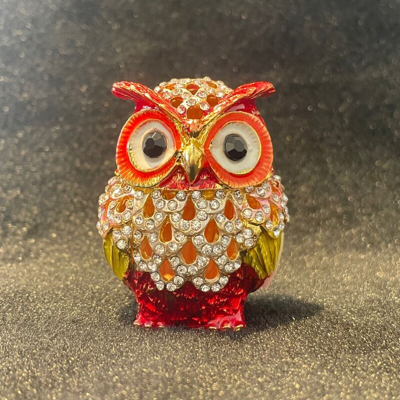 願いを込めて♪お願い宝石ふくろう 赤