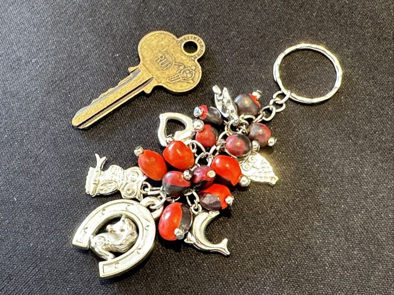 勝利と魔除けの馬蹄!幸運いっぱい♪大きなワイルーロ☆キーホルダー イルカ&フクロウ&ハート