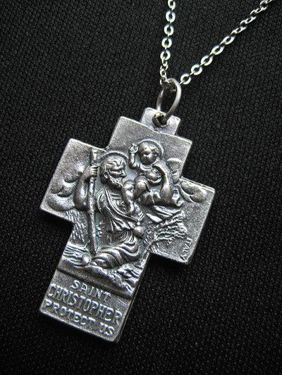 車と旅の守護聖人 聖クリストファー・メダイネックレス