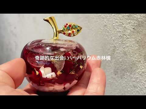 奇跡的な出会いと金運! 天然石&金箔入り ハーバリウム赤林檎