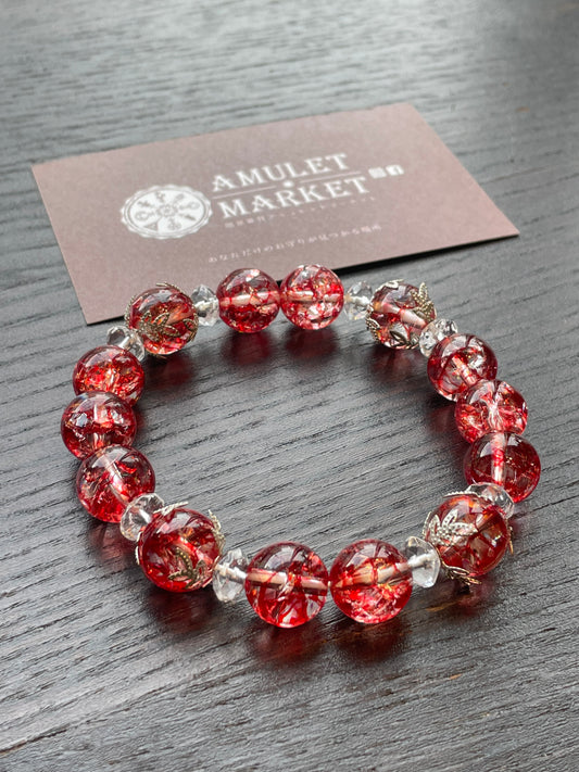 不安や迷いを無くし自信を引き出す! 人生の可能性を広げるレッドクラック水晶 ブレスレット