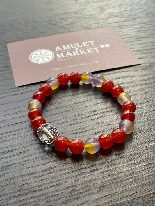 情熱を呼び覚ましアクションを起こす レッドアゲート& 強力な浄化のカ 大玉水晶ブレスレット