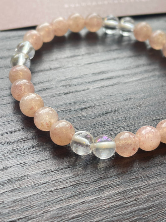 自分の本当の意思を知り、人生を切り開く力を持つ! レピドライト&水晶 ブレスレット