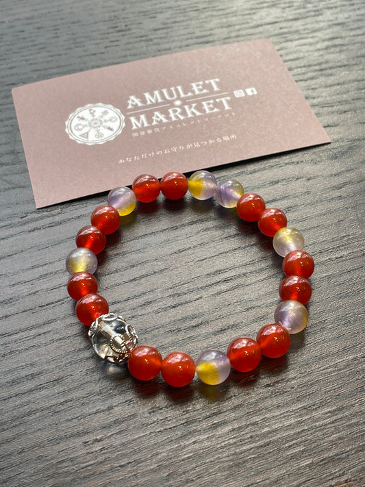 情熱を呼び覚ましアクションを起こす レッドアゲート& 強力な浄化のカ 大玉水晶ブレスレット