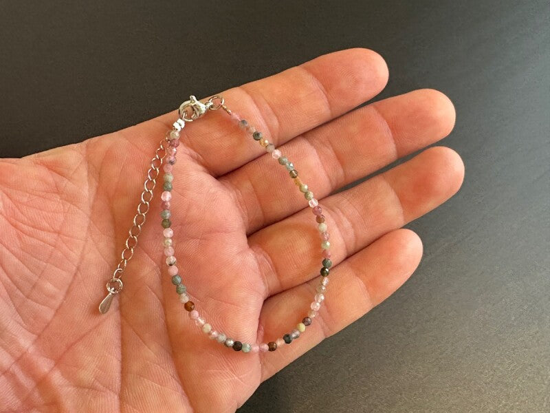 人間的な魅力を開花し高め、幸せな人生を送る！ ミックストルマリン ファセットカットブレスレット 2mm