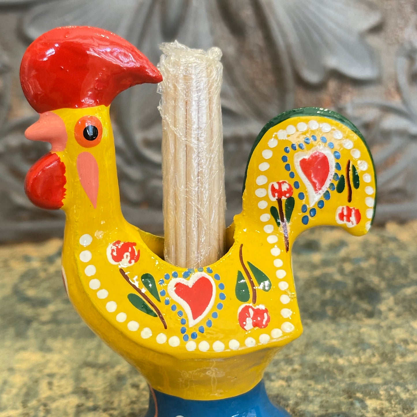 幸運を呼ぶ♪ポルトガル〜幸せのバルセロスのニワトリ（爪楊枝立て）YE-金運