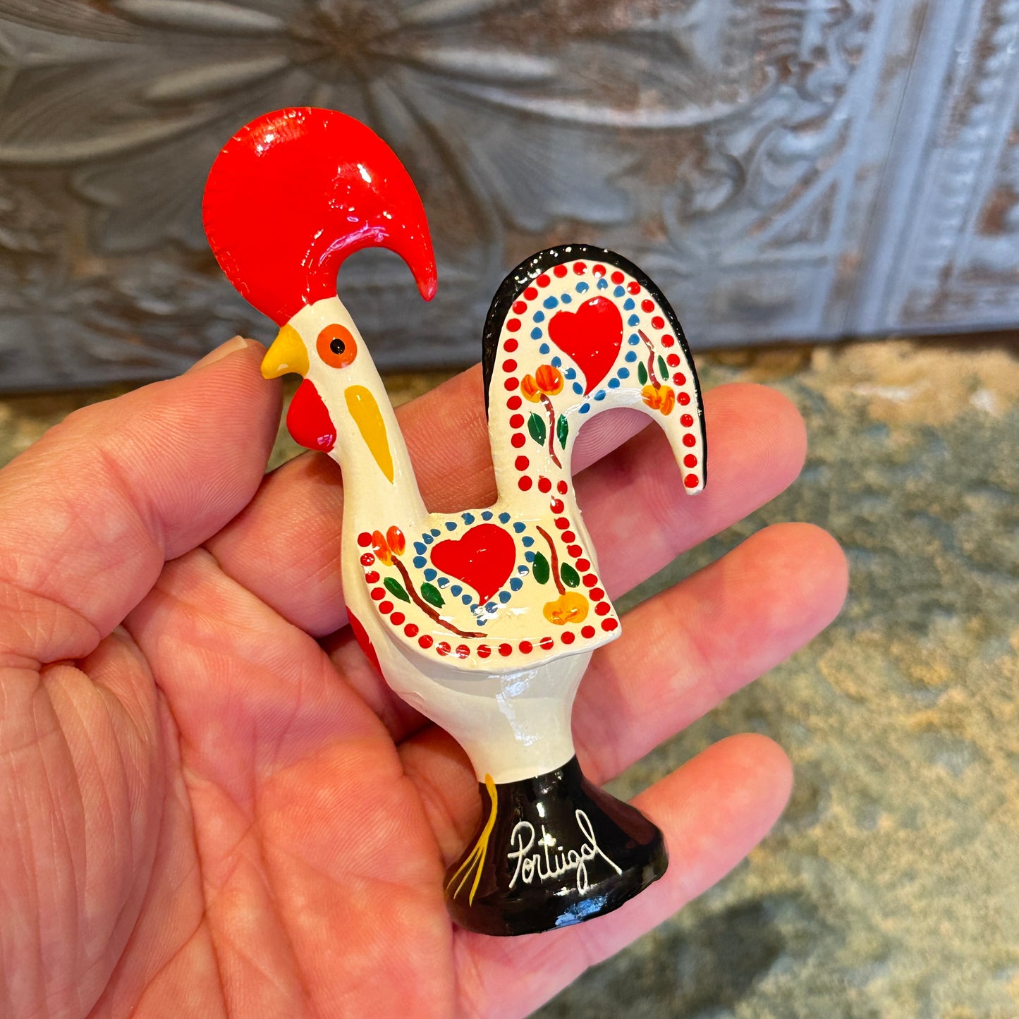 幸運を呼び込む♪ “ポルトガルの言い伝え”奇跡を起こしたバルセロスの雄鶏★置物( 小 )　ホワイト-健康運