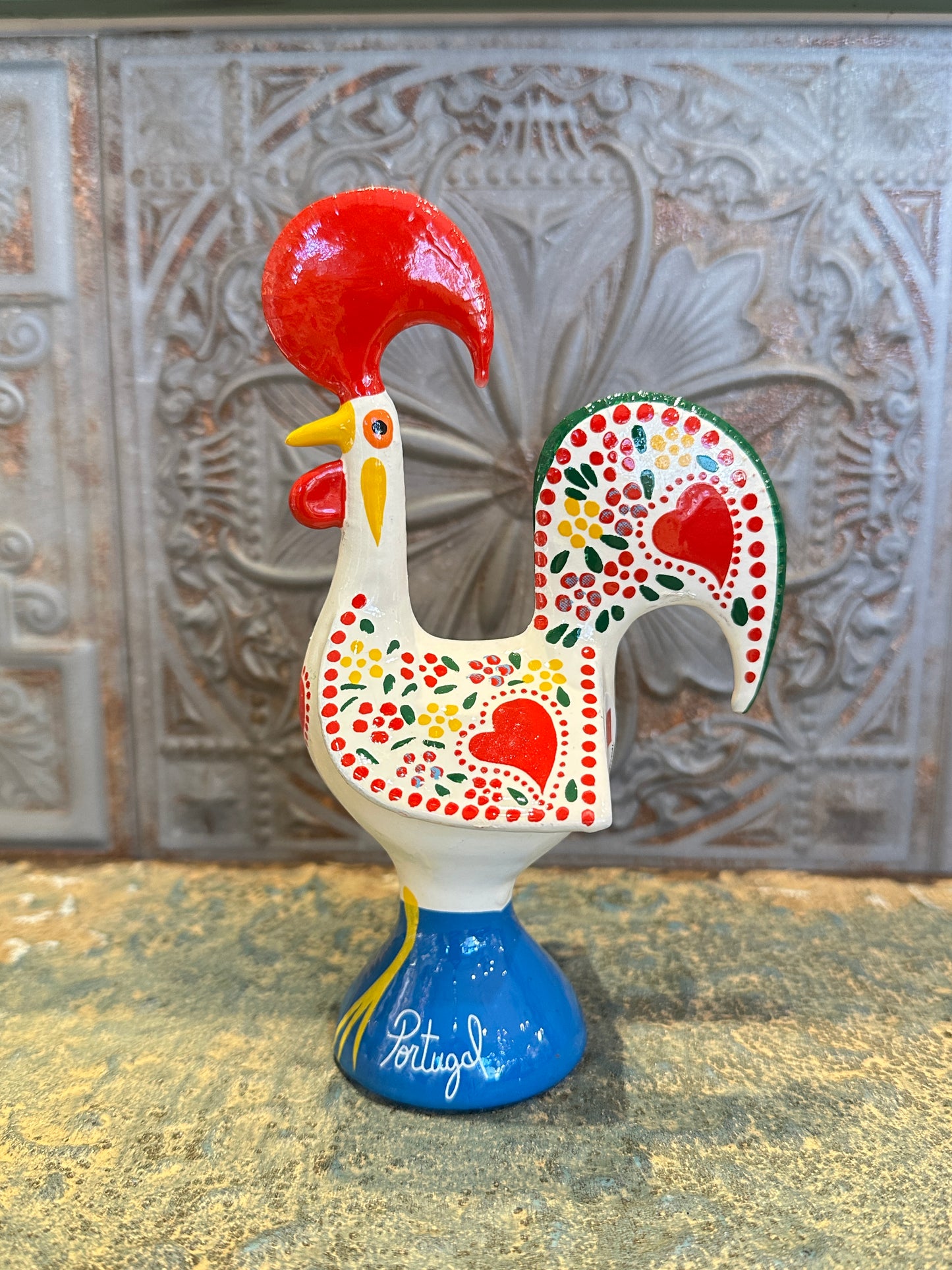 幸運を呼び込む♪ “ポルトガルの言い伝え”奇跡を起こしたバルセロスの雄鶏★置物( 中 )ホワイト-健康運