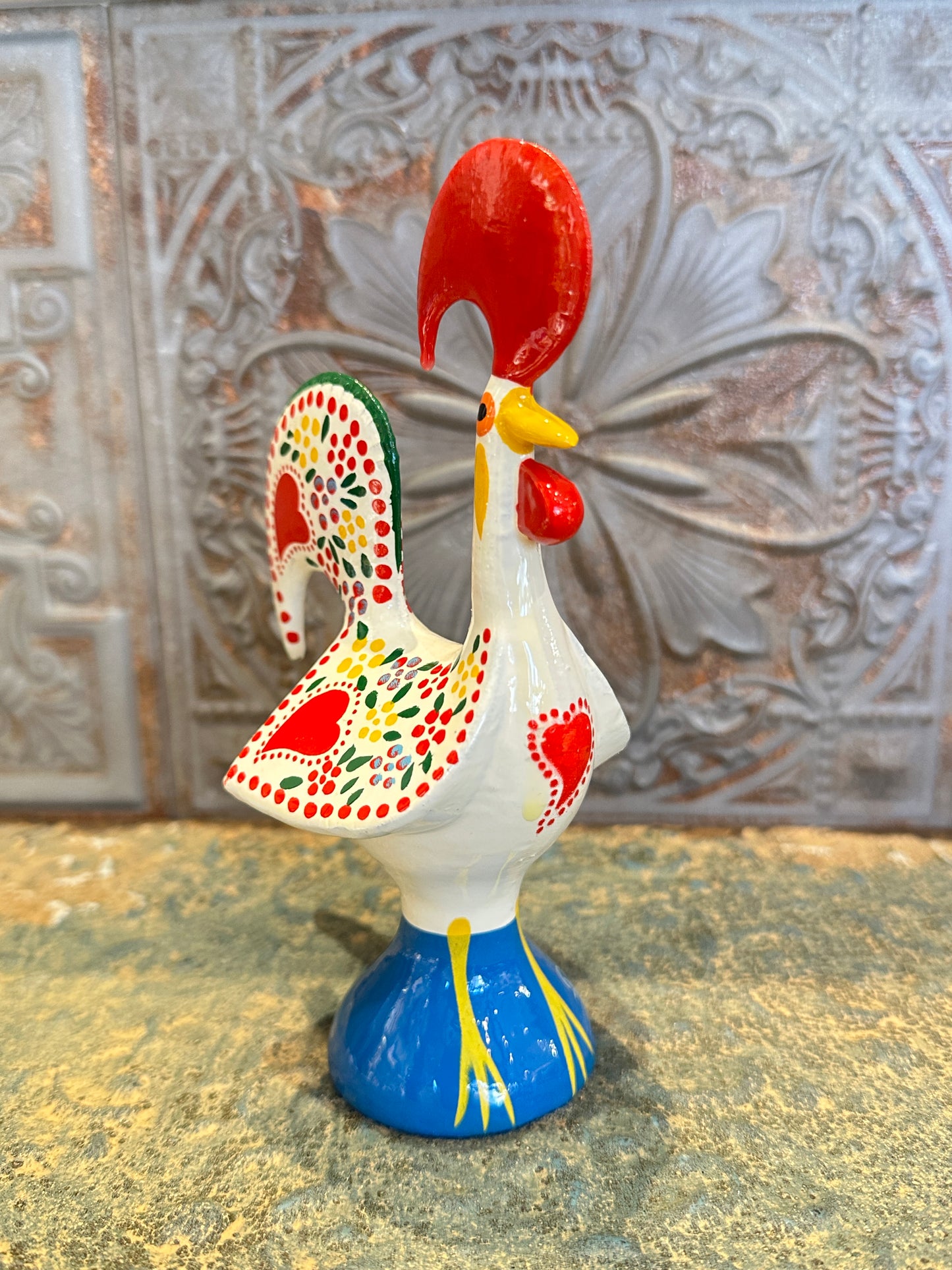 幸運を呼び込む♪ “ポルトガルの言い伝え”奇跡を起こしたバルセロスの雄鶏★置物( 中 )ホワイト-健康運