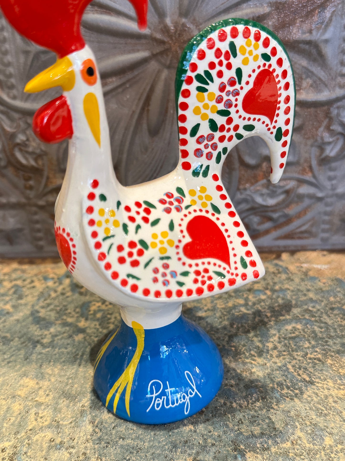 幸運を呼び込む♪ “ポルトガルの言い伝え”奇跡を起こしたバルセロスの雄鶏★置物( 中 )ホワイト-健康運