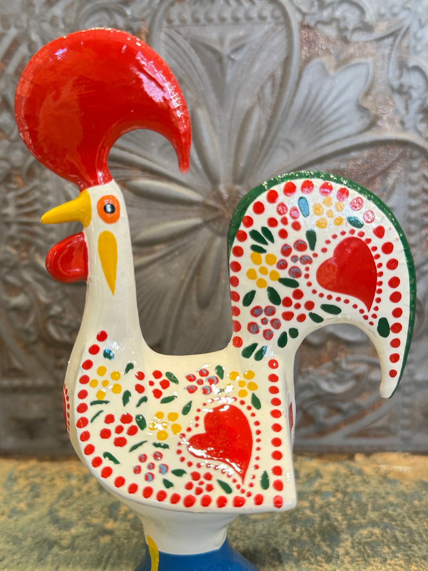 幸運を呼び込む♪ “ポルトガルの言い伝え”奇跡を起こしたバルセロスの雄鶏★置物( 中 )ホワイト-健康運