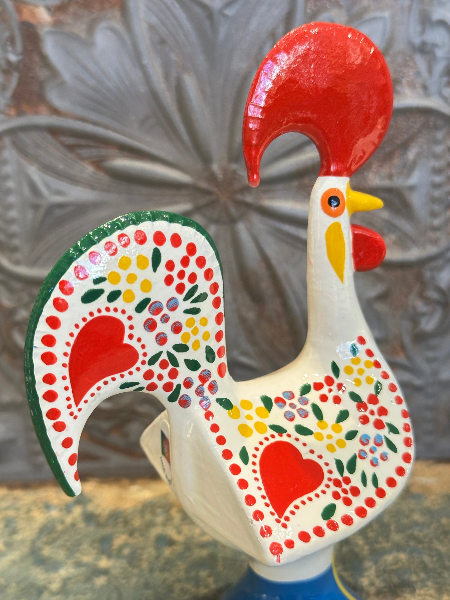 幸運を呼び込む♪ “ポルトガルの言い伝え”奇跡を起こしたバルセロスの雄鶏★置物( 中 )ホワイト-健康運