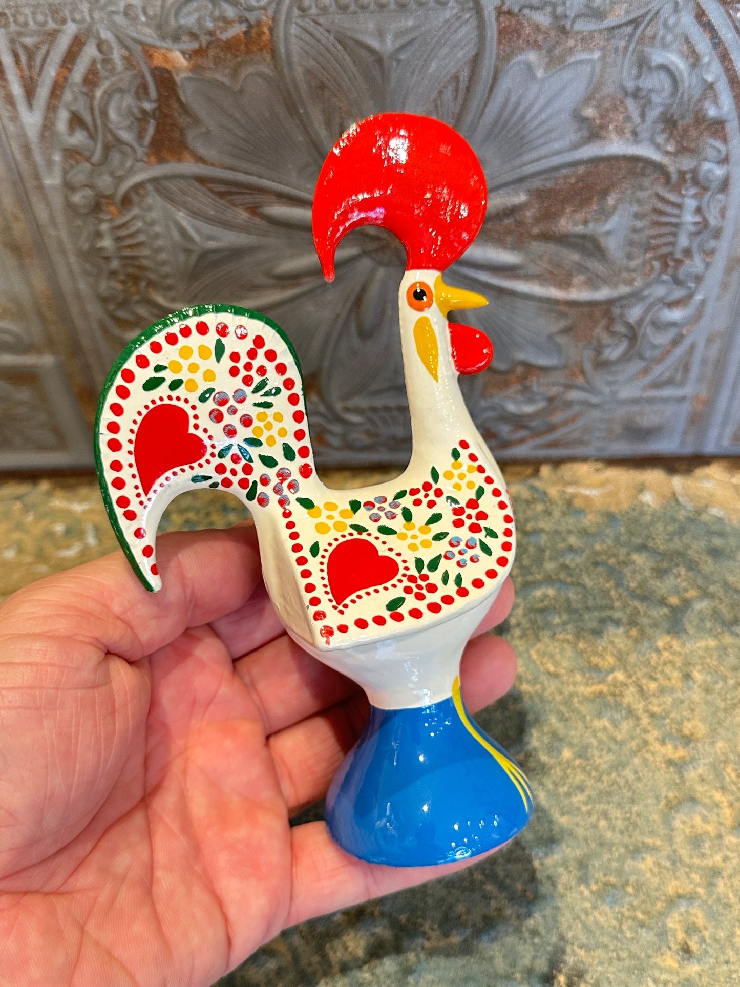 幸運を呼び込む♪ “ポルトガルの言い伝え”奇跡を起こしたバルセロスの雄鶏★置物( 中 )ホワイト-健康運