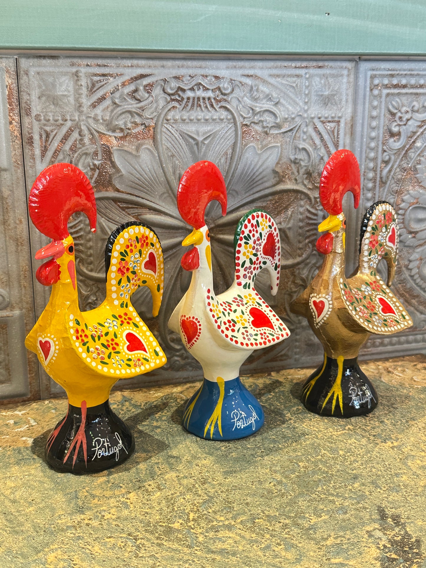 幸運を呼び込む♪ “ポルトガルの言い伝え”奇跡を起こしたバルセロスの雄鶏★置物( 中 )ホワイト-健康運