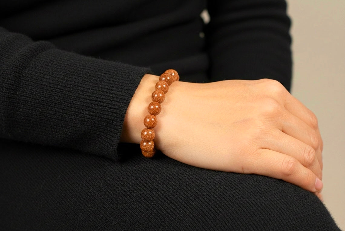 夢や目標を実現させる！ゴールドストーン10mm球ブレスレット