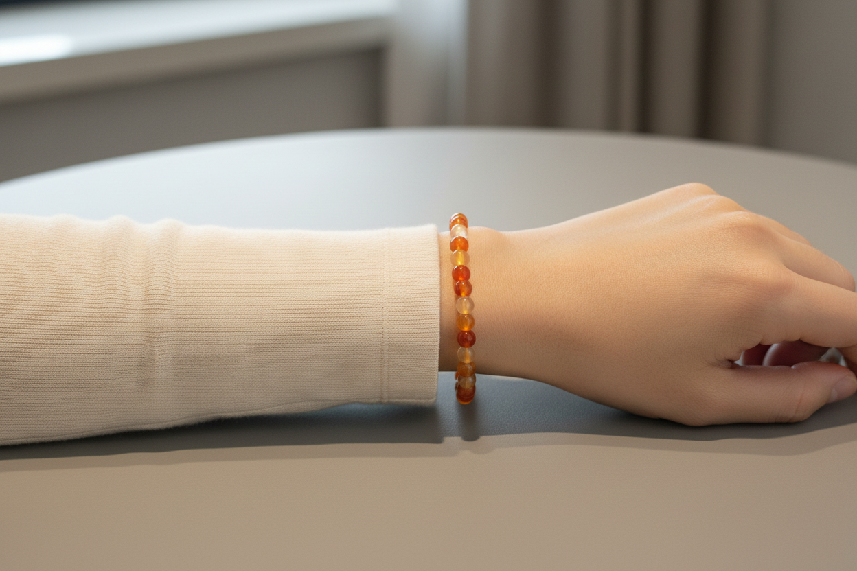 力強さと勇気を与え、目標の達成や成功に導く！カーネリアン4mm珠ブレスレット