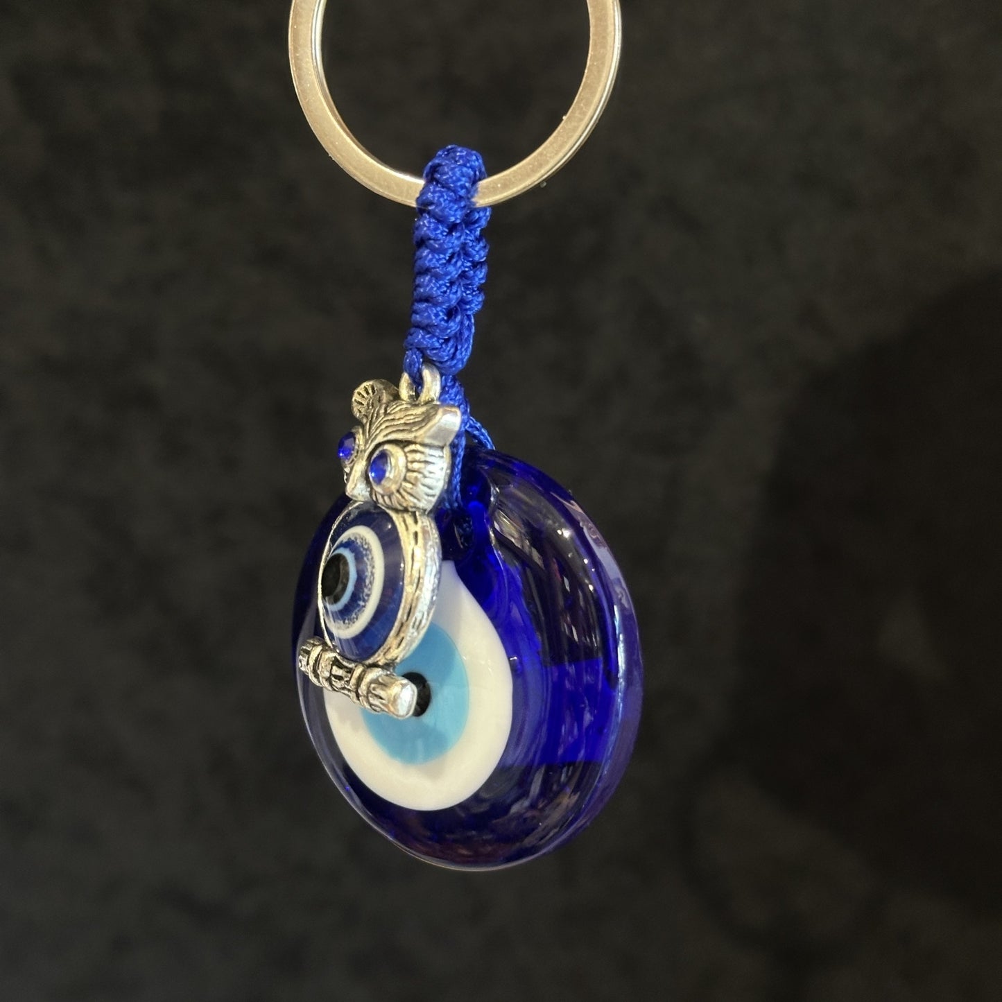 知恵と魔除けのナザールボンジュウキーホルダー 梟付き