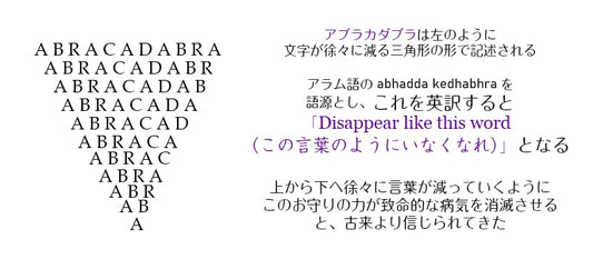 病を治癒する伝統の咒文！魔術ペンダント アブラカダブラ