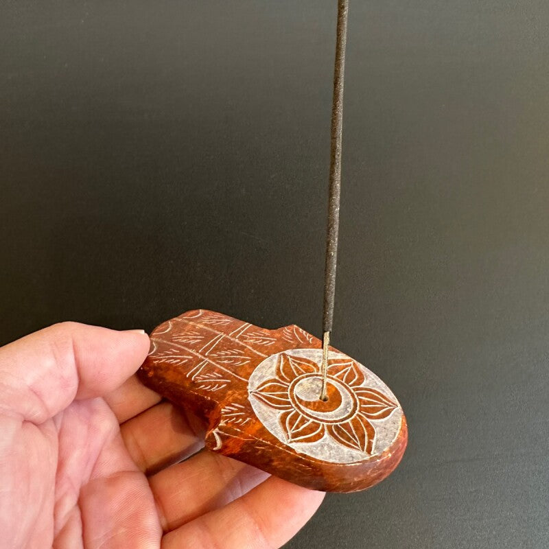 お香立皿★魔除けのハムサS レッド