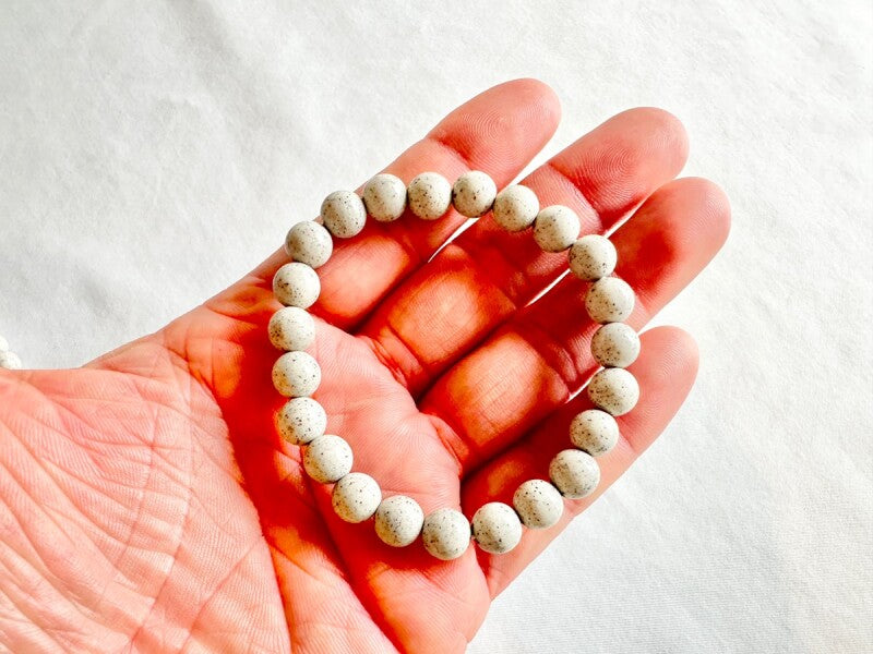 【万病を癒すとされる薬石】北投石ブレスレット 8mm珠 内径16cm（鑑定カード付）