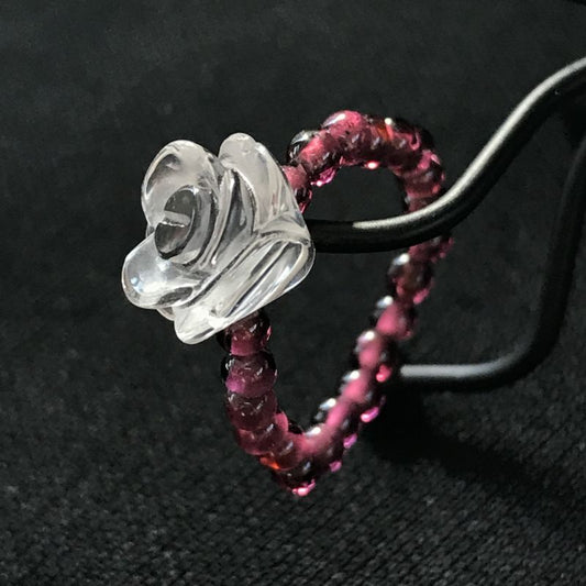 愛の薔薇♥水晶&ガーネット リング